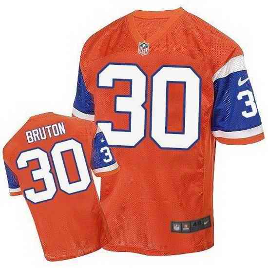 Nike Broncos #30 David Bruton Orange Throwback Mens Stitched NFL Elite Jersey